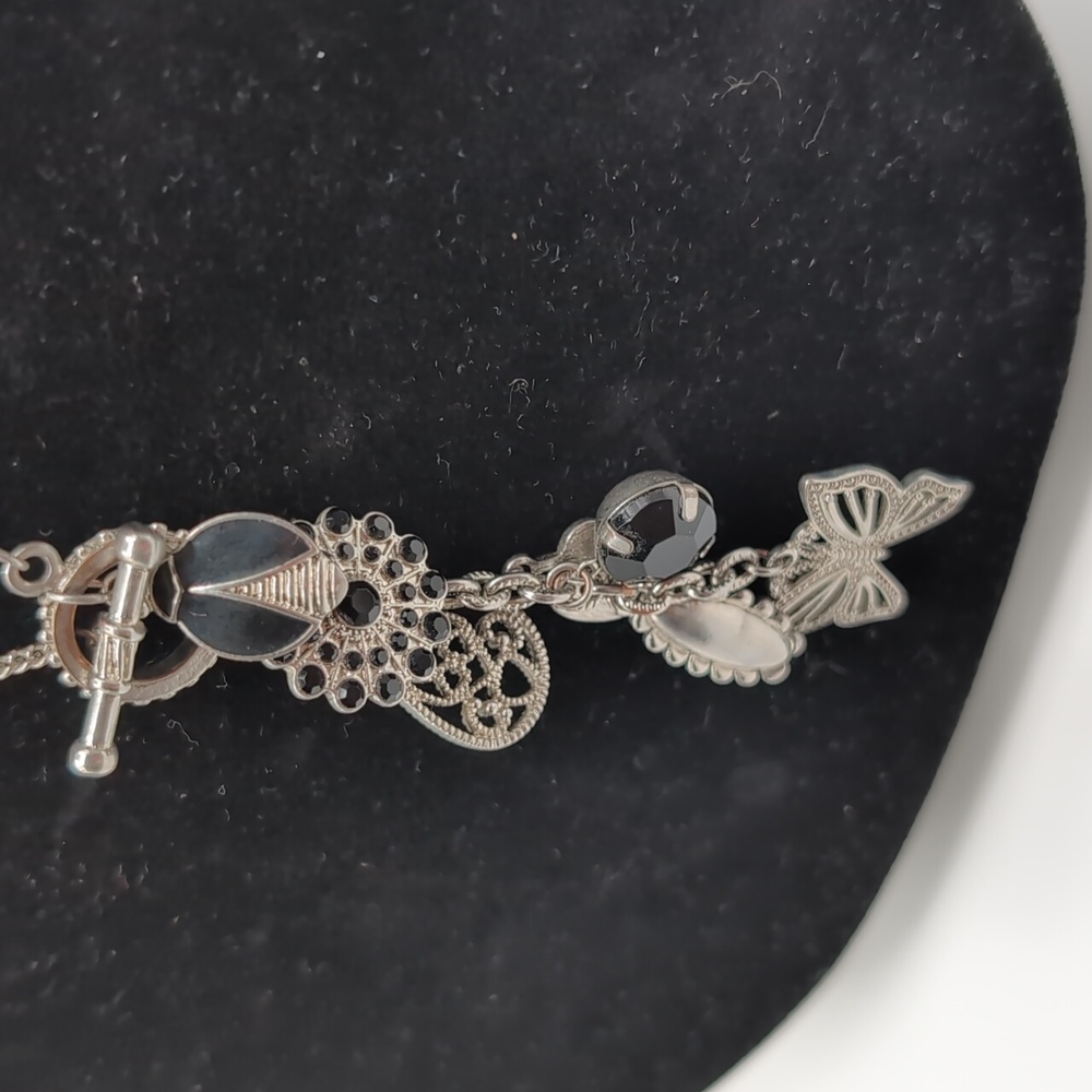 Vintage Silver Toned Long Charm Necklace With Butterfly & other assorted Charms - Picture 7 of 8